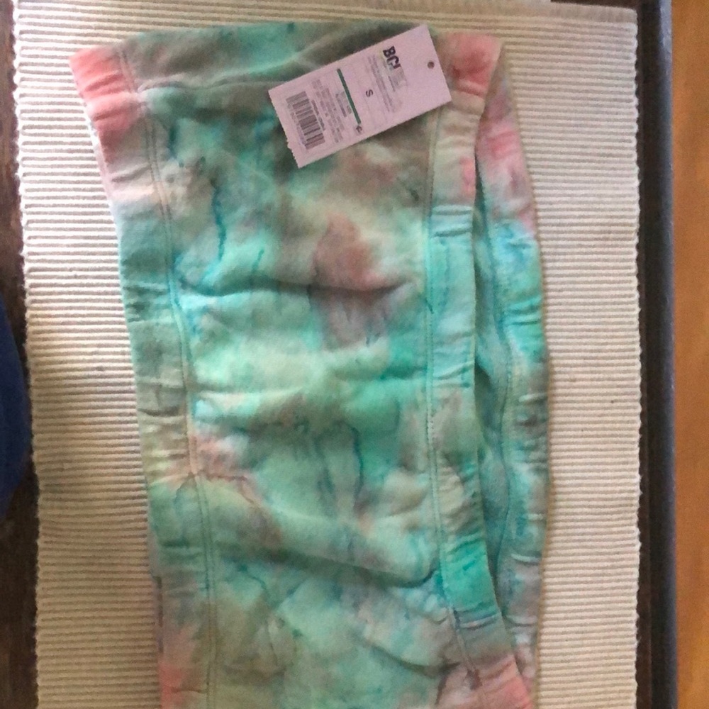 Wild fable water color green and pink tube crop top.